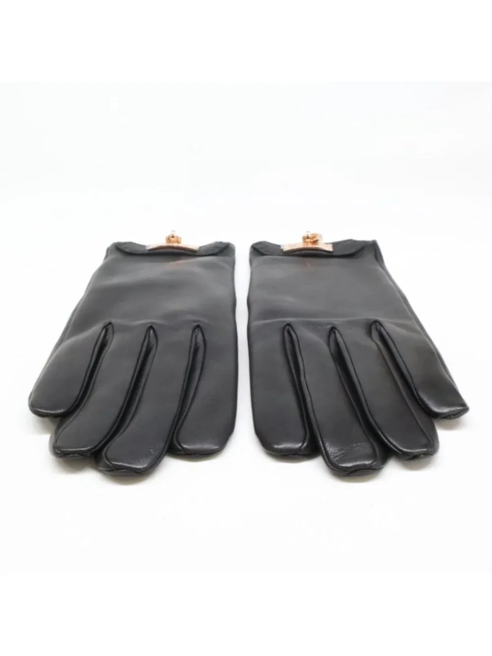 Hermes New Lambskin Lining Silk Soya Kelly Gloves 7.5